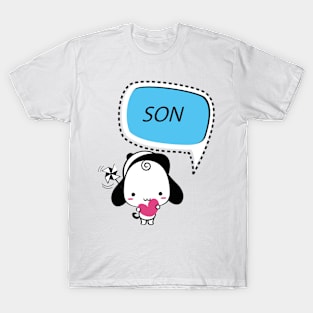 Adorable Son Dog Cartoon with Heart T-Shirt